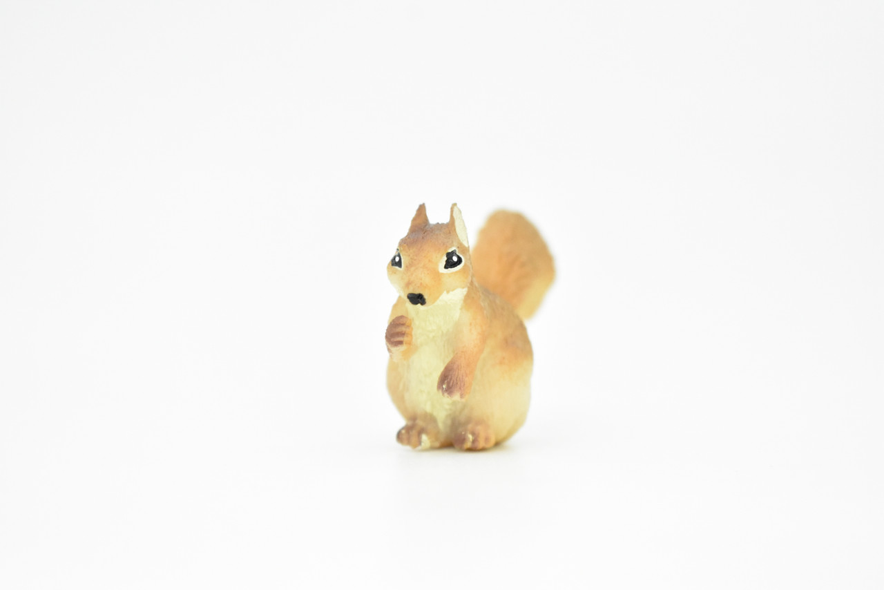 Squirrel, Tree, Ground, Very Realistic Rubber Reproduction, Hand Painted Figurines     2.5"      CH139 B244