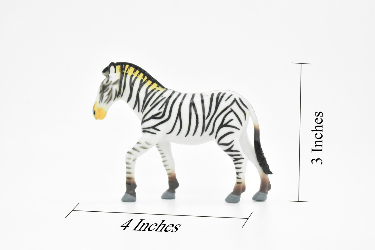 Zebra, Plains, Realistic Rubber Reproduction, Hand Painted Figurines    4"     CH151 B247 
