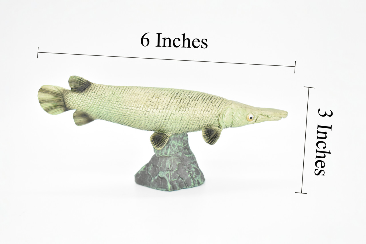 Alligator Gar, Fish, Atractosteus spatula, Very Realistic Rubber Figure, Model, Educational, Animal, Hand Painted Figurines,   6"   CH017 BB71