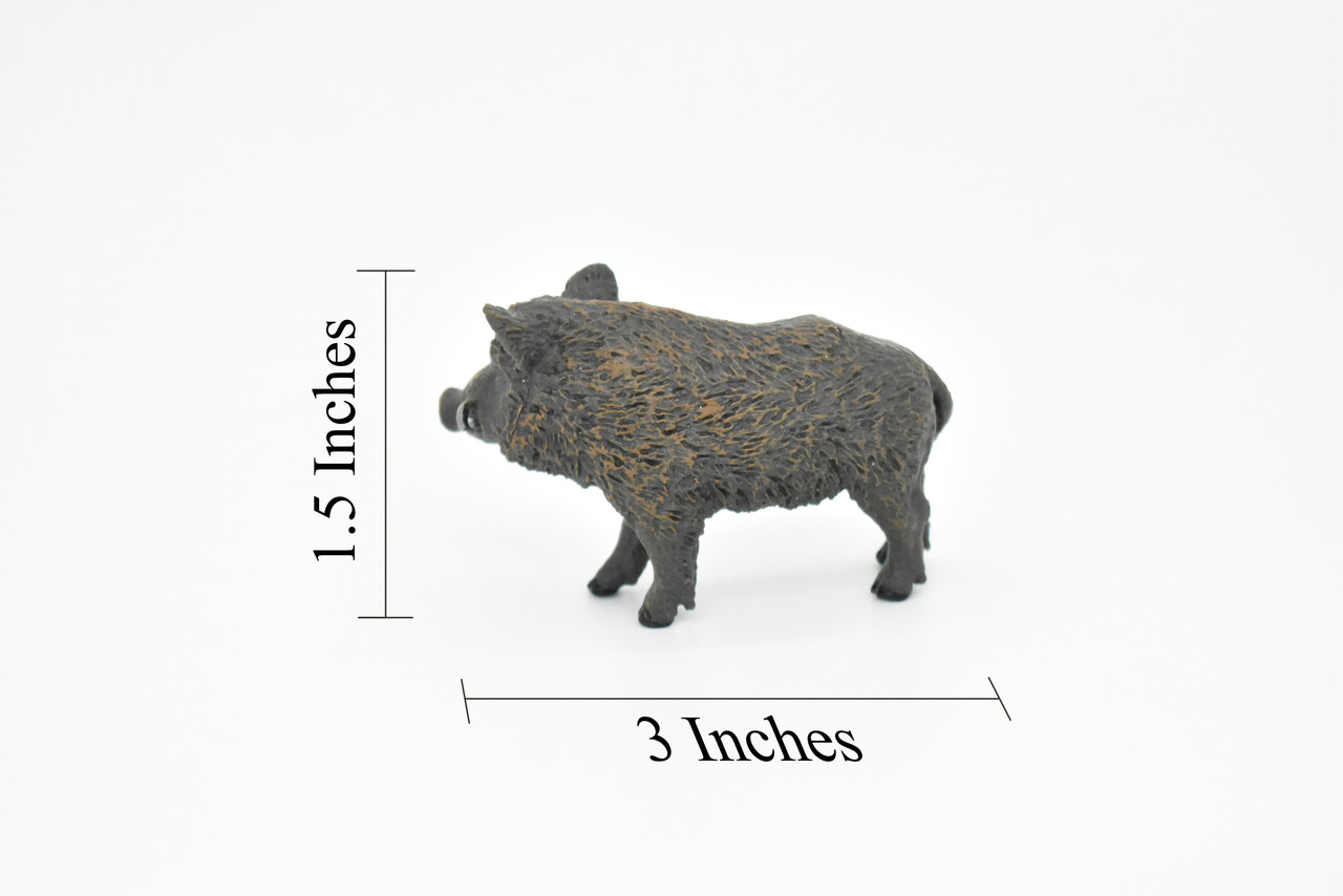 Wild Boar, Wild Pig, Wild swine, feral hog, Very Realistic Rubber Figure, Hand Painted, Rubber Mammal, Realistic Toy Figure, Kids, Educational, 3 Inches. 