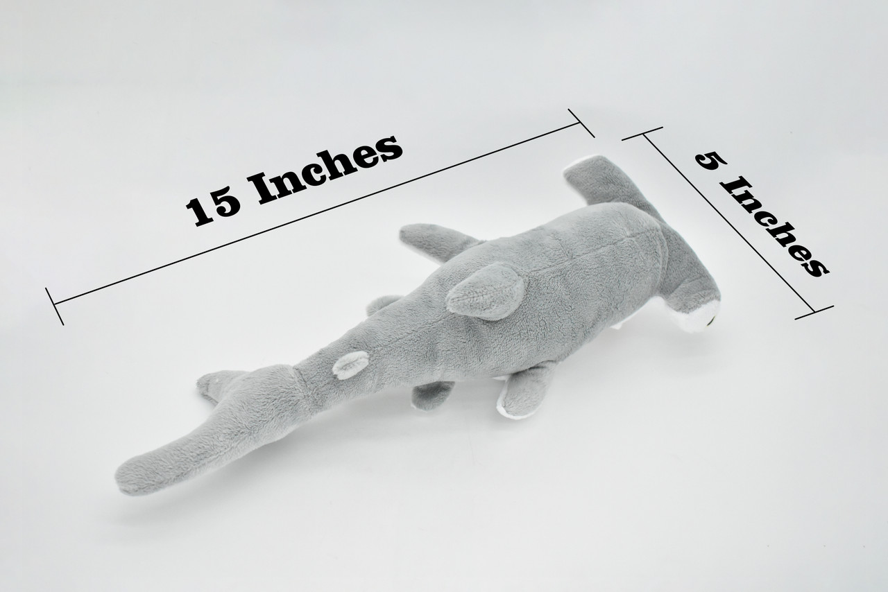 Shark, Hammerhead, Marine Fish, Stuffed Animal, Plush, Educational, Realistic Design, Figure, Replica, Soft, Toy, Kids, Educational, Gift,    15"   RI06 B253