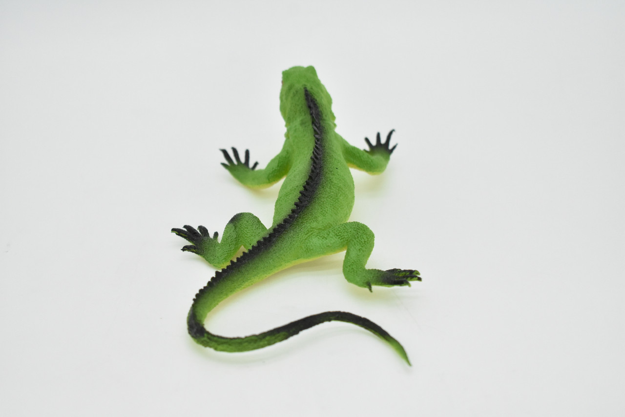 Lizard, Green Forest Lizard, Reptile, Very Realistic Rubber Reproduction, Hand Painted Figurines,    7"    RI12 B259