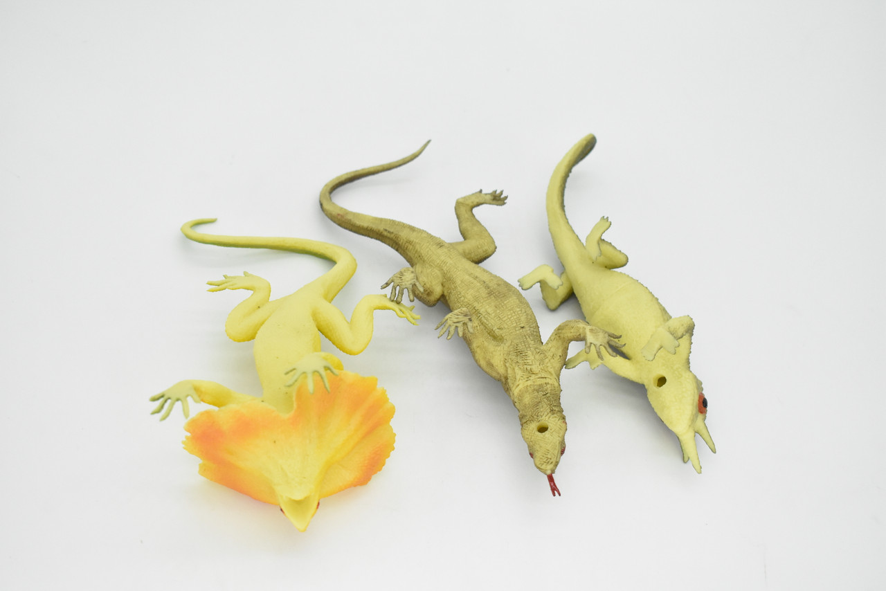 Lizard, 3 Piece Set,  Very Realistic Rubber Reproduction, Hand Painted Figurines,    7"    RI17 B259