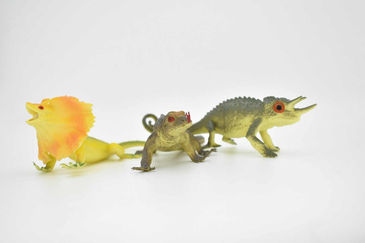 Lizard, 3 Piece Set,  Very Realistic Rubber Reproduction, Hand Painted Figurines,    7"    RI17 B259