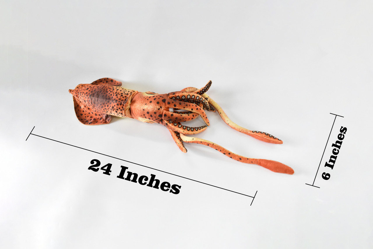 Squid, Giant Squid, Very Nice Plush, Saltwater, Stuffed Ocean Animal, Educational, Realistic Figure, Lifelike Model, Replica, Gift,     24" x  6" x 6"  