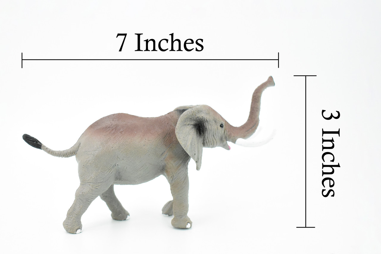 Elephant, Bull, African, Museum Quality Plastic Animal Toy, Educational, Realistic Hand Painted Figure, Lifelike Model, Figurine, Replica, Gift,      7"     CWG87 B237