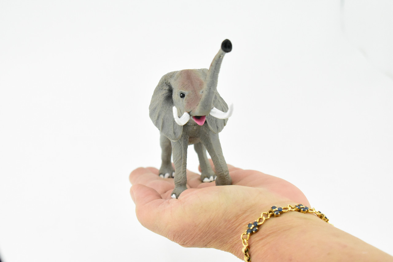 Elephant, Bull, African, Museum Quality Plastic Animal Toy, Educational, Realistic Hand Painted Figure, Lifelike Model, Figurine, Replica, Gift,      7"     CWG87 B237