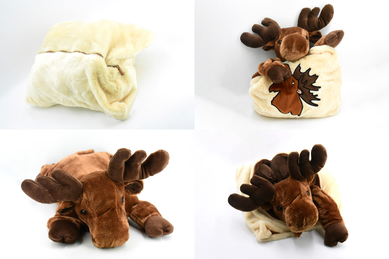 Moose, Converts into a Pillow, Very Nice Plush, Stuffed Animal, Educational, Toy, Kids, Realistic Figure, Lifelike Model, Replica, Gift,    12"    F4323 B300