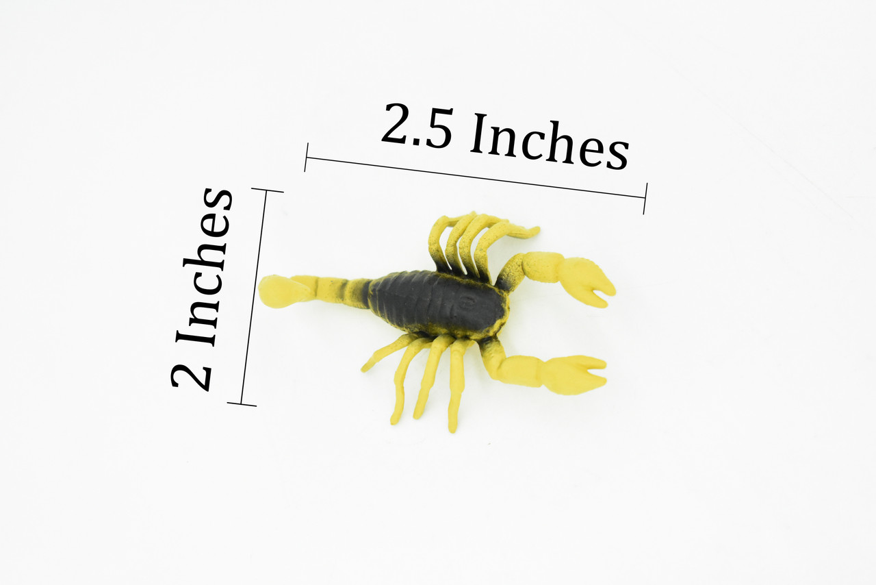 Scorpion, Arachnids, Yellow & Brown, Rubber Toy Animal, Realistic Figure, Model, Replica, Kids Educational Gift,     2 1/2"     F1524 B103