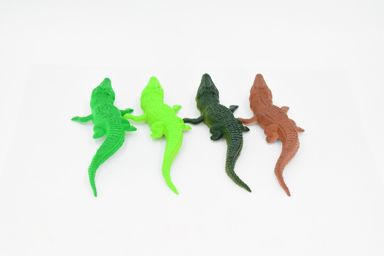 Crocodiles, Alligator, Set of 4 Different Colors,  Plastic Toy Reptile, Realistic Figure, Model, Replica, Kids, Educational, Gift,      6"      F6050 F379