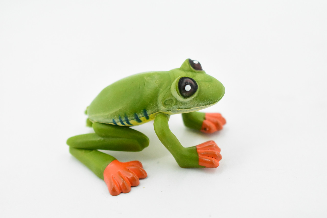 Frog, Yellow with Green Stripe Frog, Plastic Toy, Realistic, Figure, Model,  Replica, Kids, Educational, Gift, 1