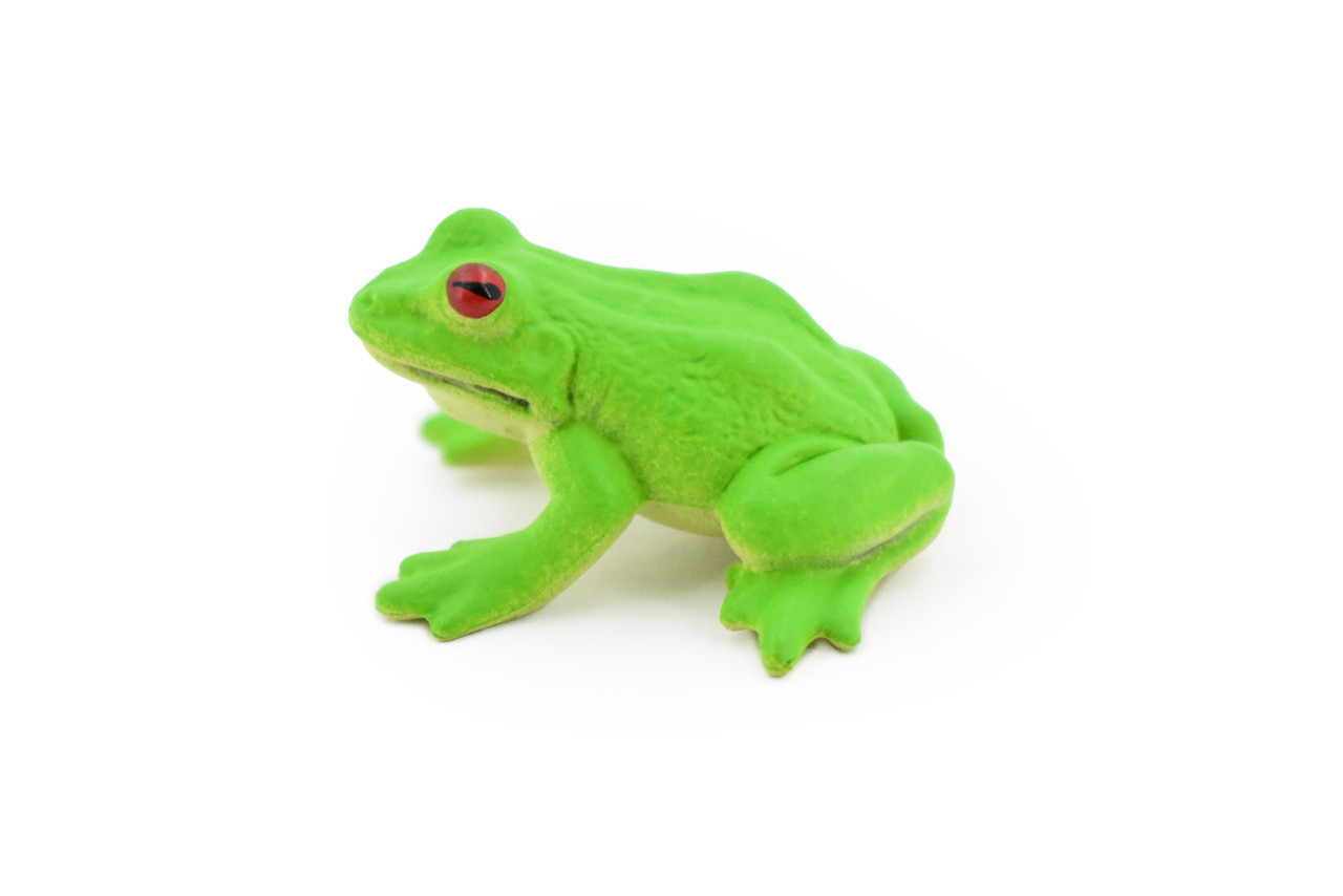 Green Tree Frog, Rubber Amphibian, Educational, Realistic, Figure, Lifelike Model, Figurine, Replica, Toys, Kids, Gift,    1 1/4 Inches.