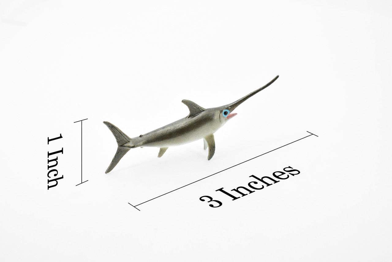 Swordfish, Broadbills, Billfish, Rubber Fish, Museum Quality, Hand Painted, Realistic Toy Figure, Diorama Model, Replica, Kids, Educational, 3 Inches. 