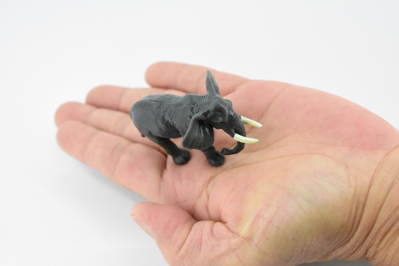 Elephant, African elephant, Very Nice Rubber Design, Hand Painted, Educational, Diorama Model, Toy, Kids,  2 1/2 Inches. 