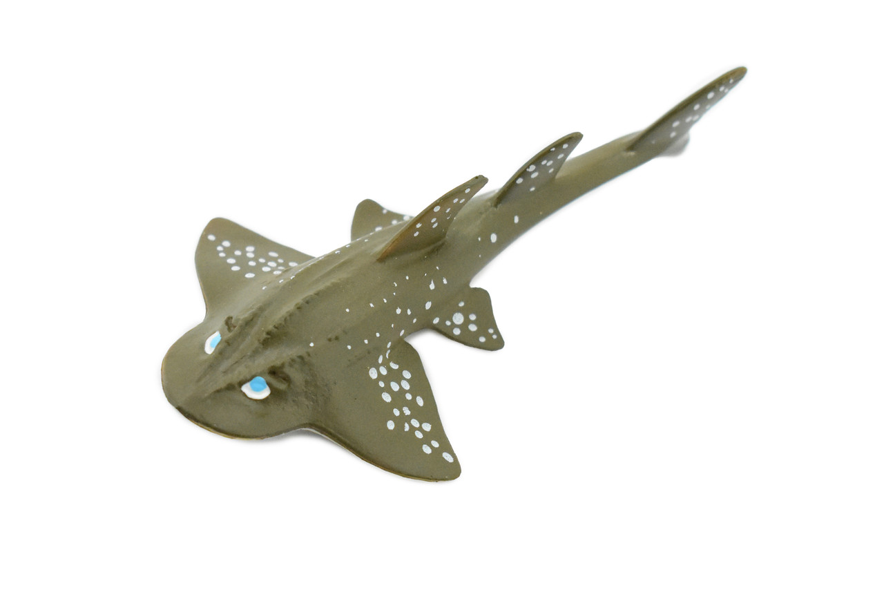 Guitarfish Shark, Shovelnose Ray, Rubber Fish, Hand Painted, Realistic Toy Figure, Model, Replica, Kids, Educational, Gift,       4"      CH423 BB108