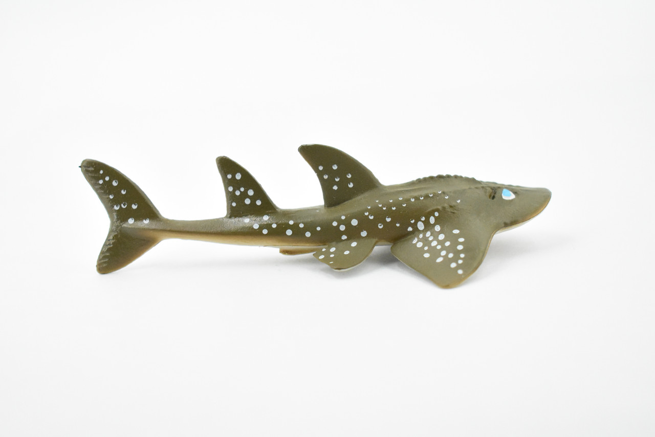 Guitarfish Shark, Shovelnose Ray, Rubber Fish, Hand Painted, Educational Design, Diorama Model, Toy, Kids,  4 Inches.  