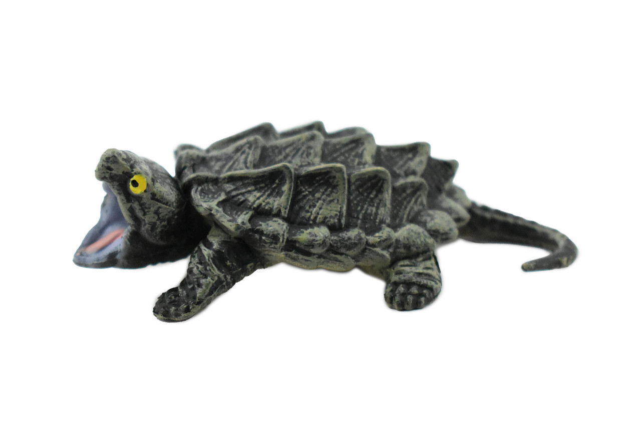 Alligator Snapping Turtle, Reptile, Hand Painted, Museum Quality, Educational, Realistic Toy Figure, Diorama Model, Kids,   2 1/2 Inches. 