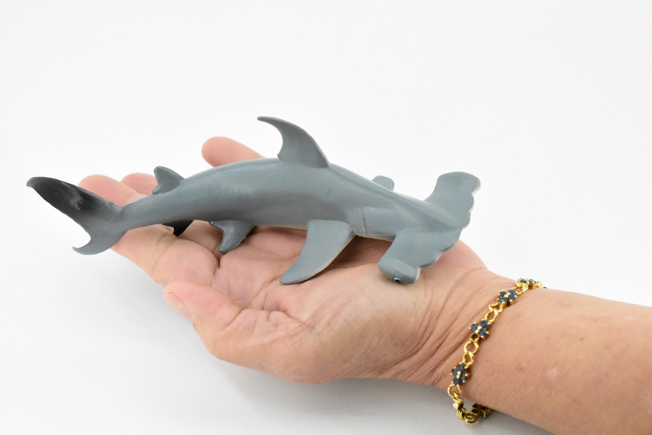 Shark, Hammerhead Shark, Museum Quality, Rubber Fish, Hand Painted, Realistic Toy Figure, Model, Replica, Kids, Educational, Gift,       7"       CH165 BB111