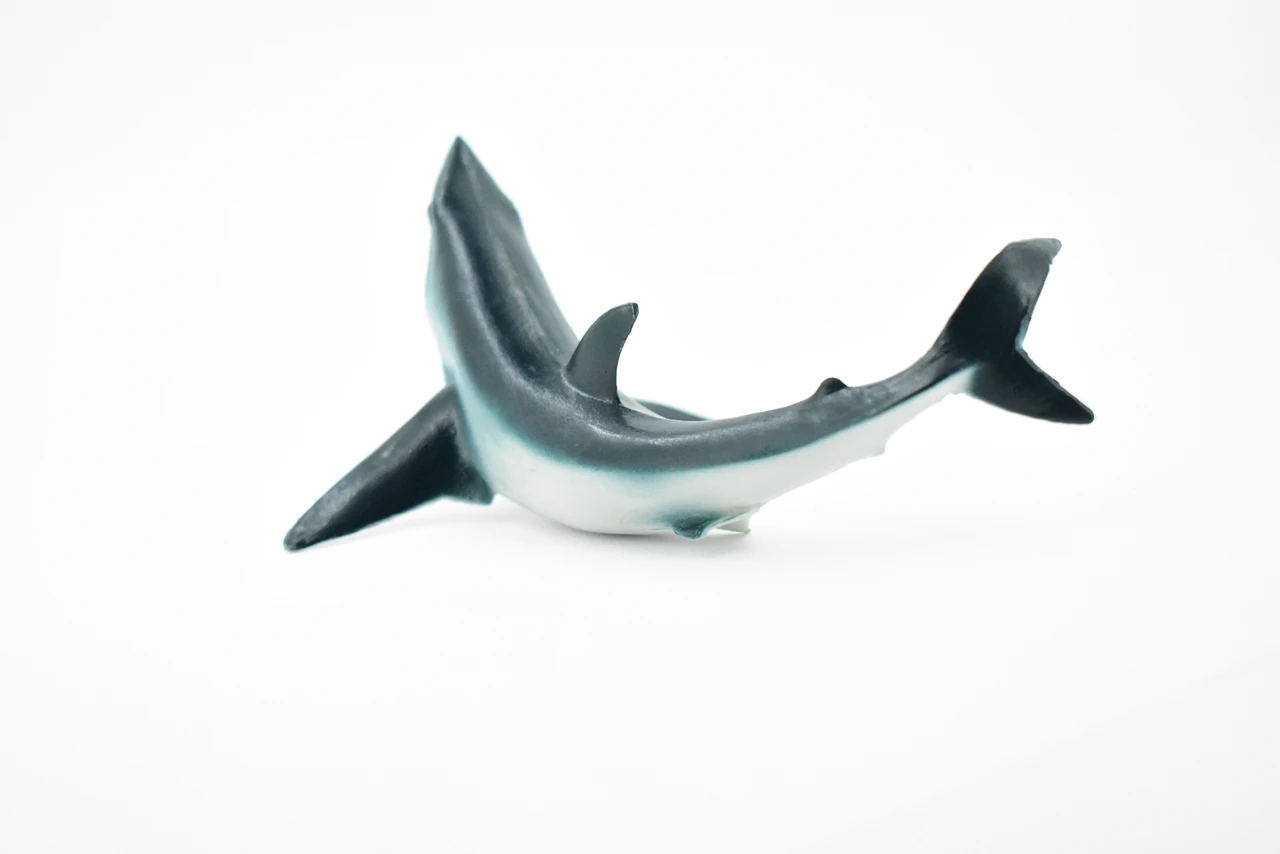 Shortfin Mako Shark, Museum Quality, Educational, Rubber Fish, Hand Painted, Realistic Toy Figure, Diorama Model, Kids, Educational,  5 Inches.