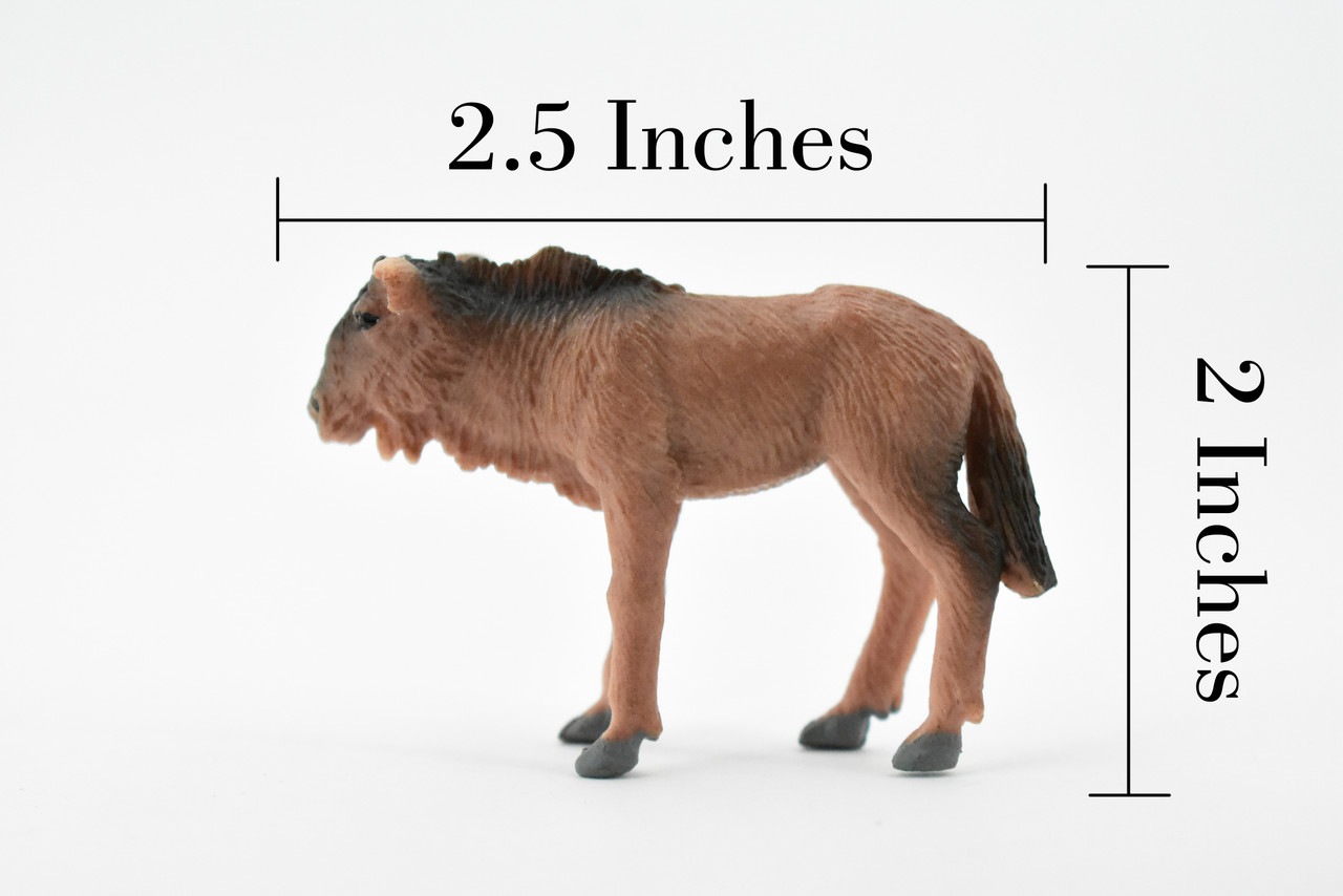 Wildebeest, Baby, Calf, Antelopes, Gnu, Museum Quality, Hand Painted, Educational, Rubber Animal, Realistic Toy Figure, Diorama Model, Kids, 2 1/2 Inches.