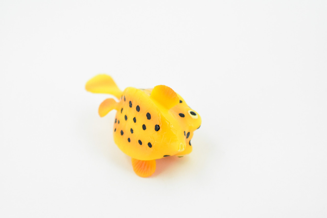 Trunkfish, Trunk Fish, Spotted, Rubber Fish, Museum Quality, Hand Painted, Realistic Toy Figure, Diorama Model, Replica, Kids, Educational,  2 Inches. 