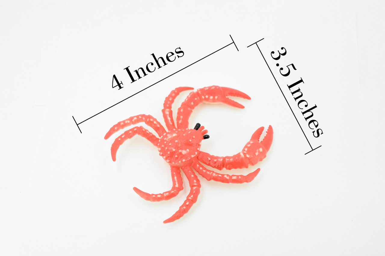 King Crab, Rubber Crustacean, Museum Quality, Hand Painted, Realistic Toy Figure, Diorama Model, Replica, Kids, Educational,  4 Inches. 