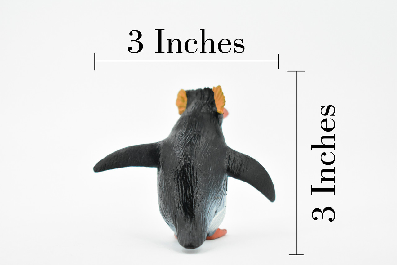 Penguin, Rockhopper Penguin, Rubber Bird, Hand Painted, Realistic Toy Figure, Model, Replica, Kids, Educational, Gift,       3"     CH463 BB114