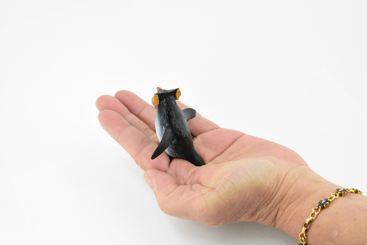 Penguin, Rockhopper Penguin, Rubber Bird, Hand Painted, Realistic Toy Figure, Model, Replica, Kids, Educational, Gift,       3"     CH463 BB114