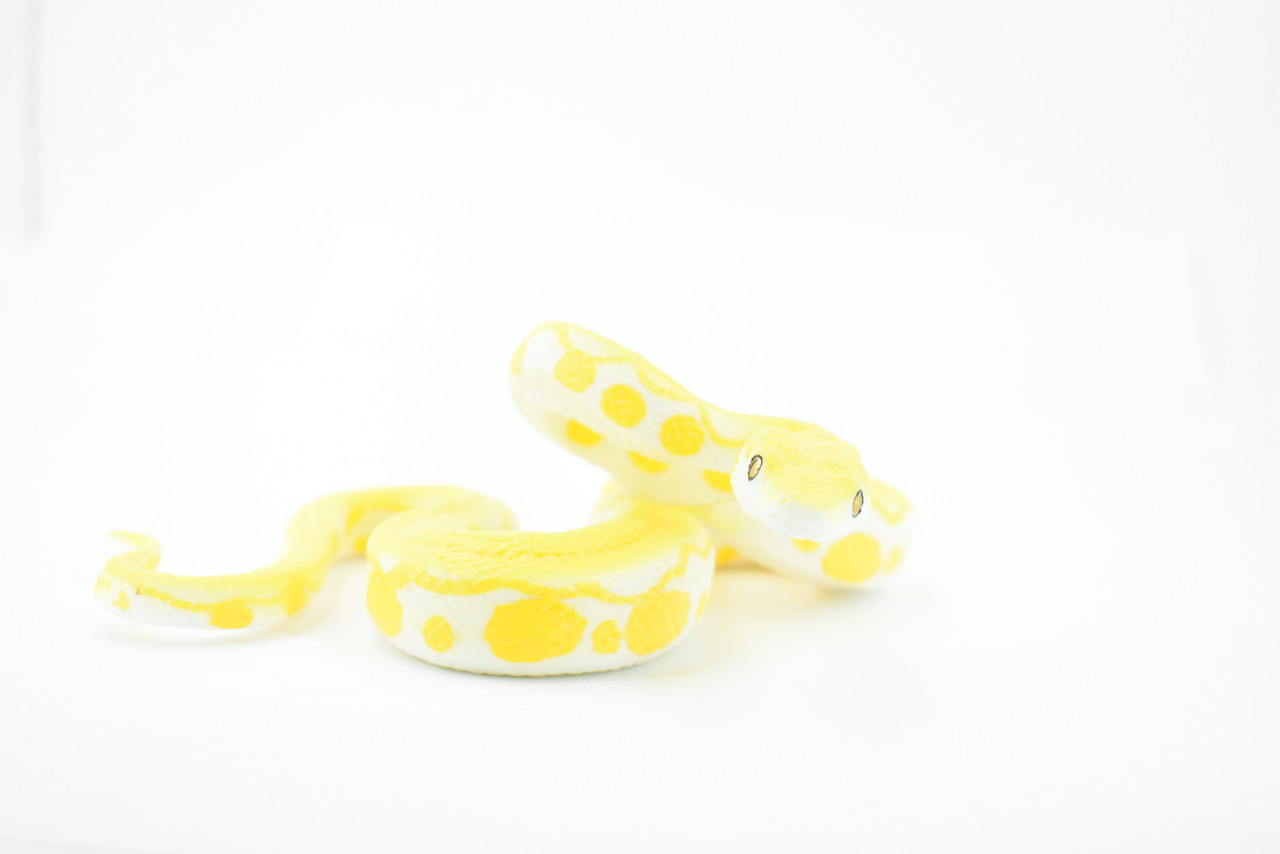 Snake, Burmese Python, Yellow, Rubber Reptile, Museum Quality, Hand Painted, Realistic Toy Figure, Model, Replica, Kids, Educational, Gift,       6"     CH189 BB116