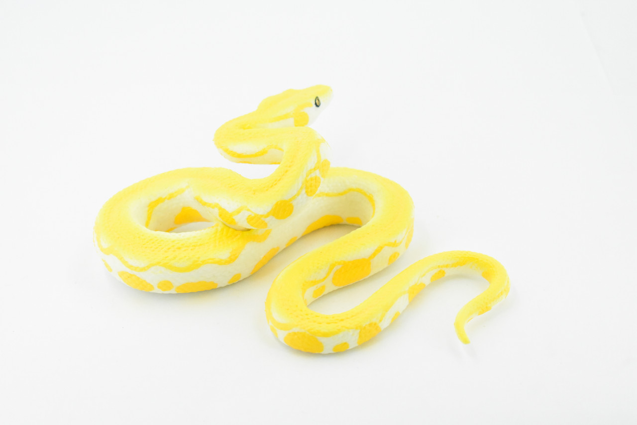 Snake, Burmese Python, Yellow, Rubber Reptile, Museum Quality, Hand Painted, Realistic Toy Figure, Model, Replica, Kids, Educational, Gift,       6"     CH189 BB116