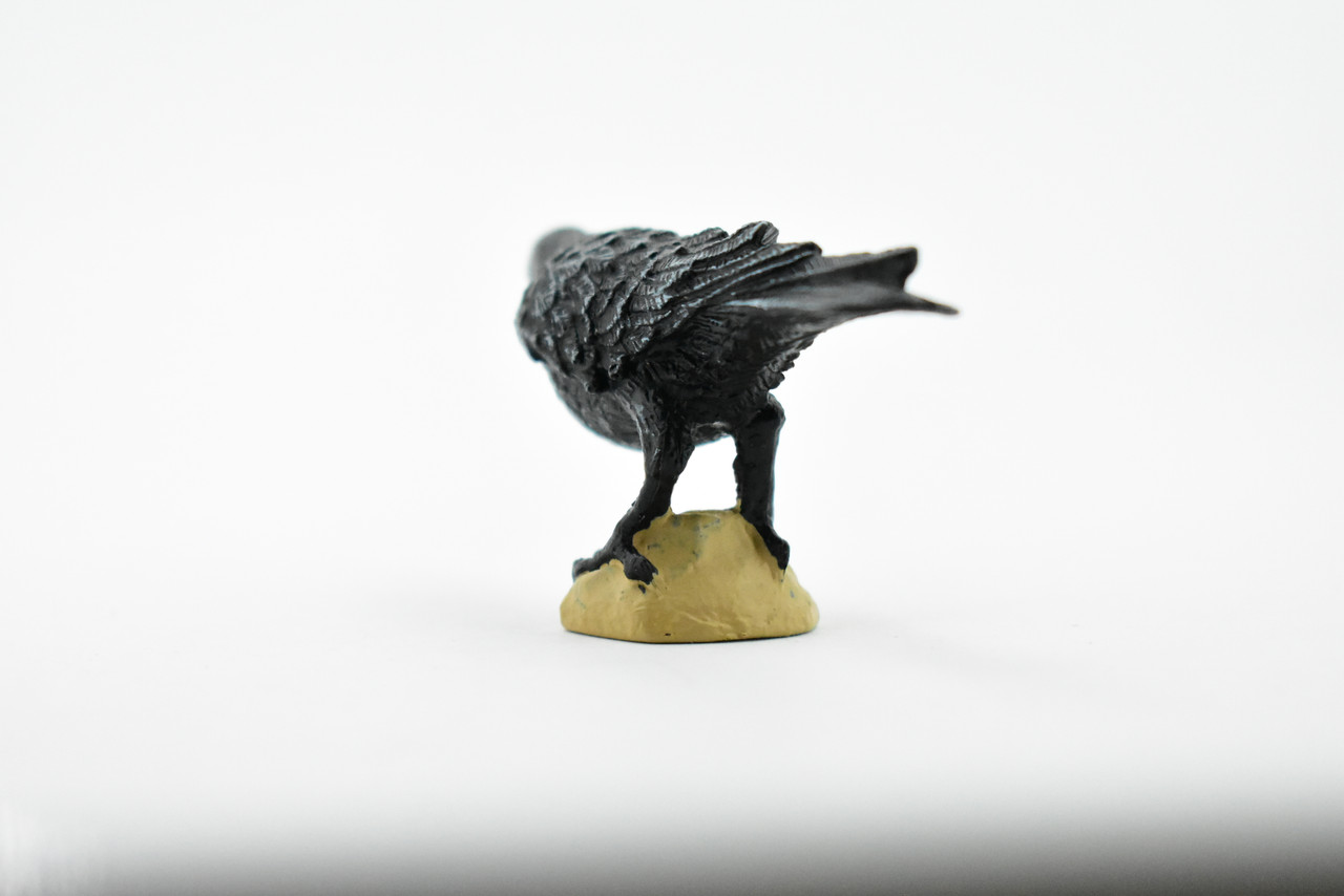 Raven, North America Common Raven, Museum Quality, Rubber Bird, Hand Painted, Realistic Toy Figure, Diorama Model, Replica, Kids, Educational, 3 Inches.