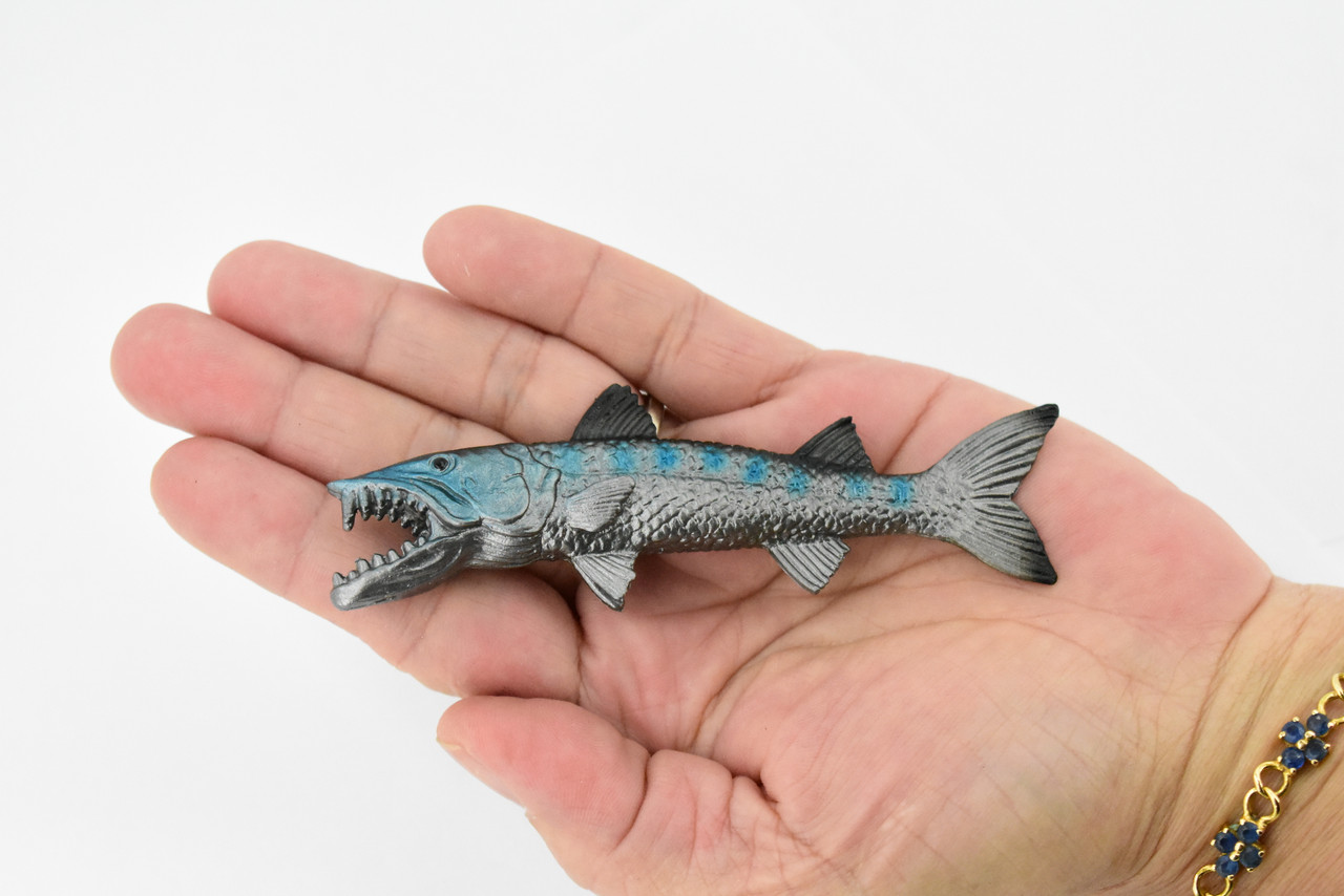 Barracuda,  Rubber Fish, Hand Painted, Realistic Toy Figure, Model, Replica, Kids, Educational, Gift,     4"   CH225 BB119