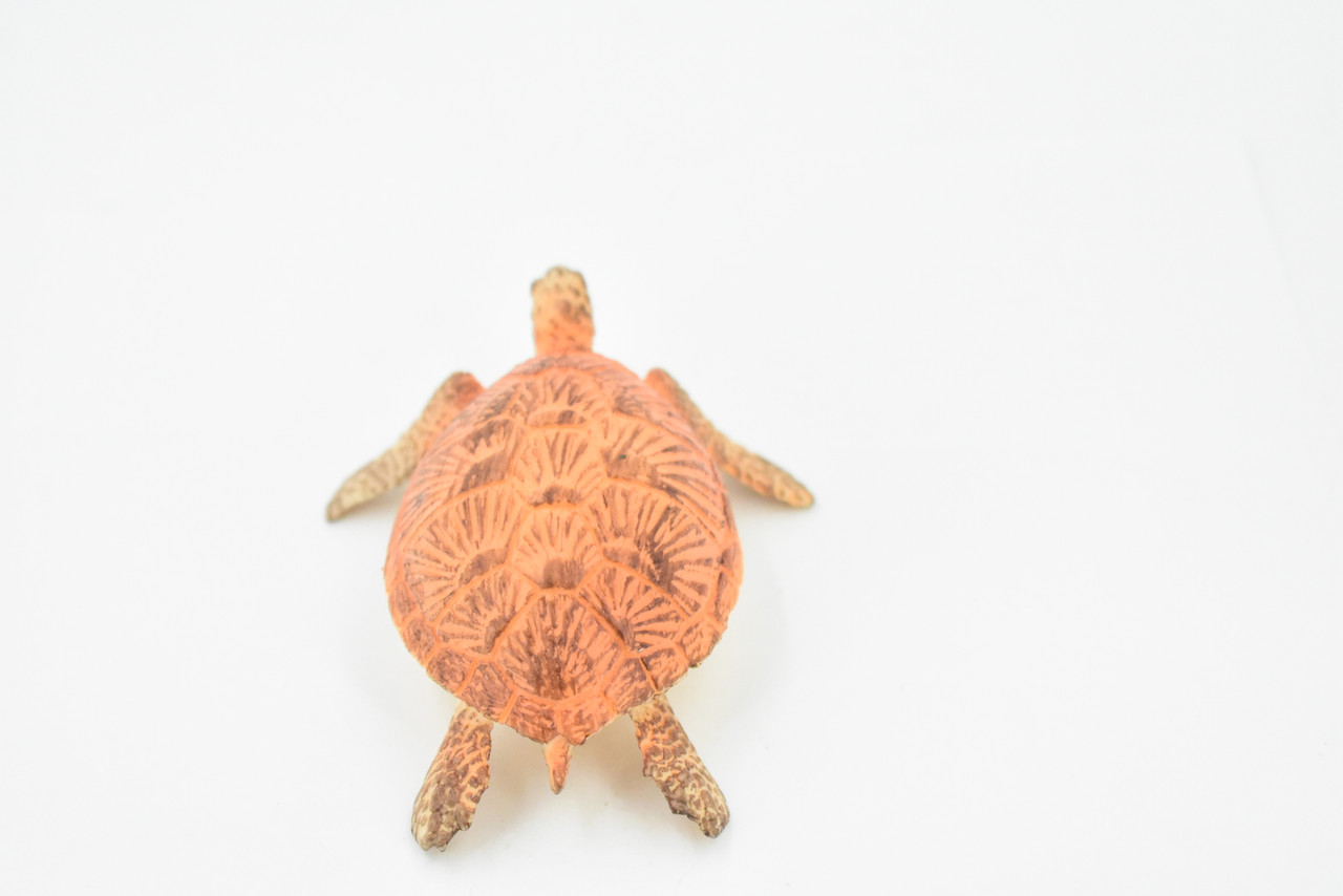 Turtle, Orange Sea Turtle, Young, Museum Quality, Hand Painted, Rubber  Reptile, Realistic Toy Figure, Model, Replica, Kids, Educational, Gift,    3 1/2"    CH248 BB123