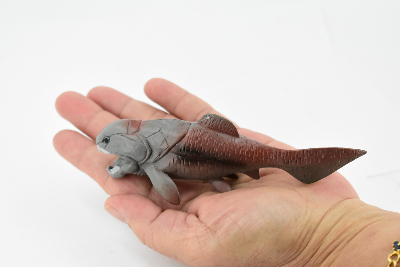 Dunkleosteus, Prehistoric Fish, Dinosaur, Museum Quality, Rubber Fish, Hand Painted, Realistic Toy Figure, Diorama Model, Kids, Educational,  5 Inches.