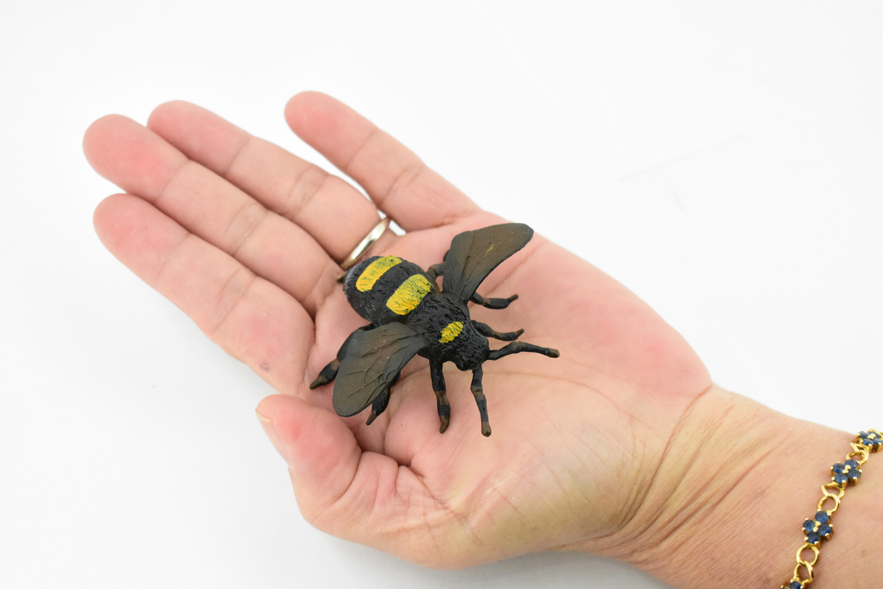 Bee, Bumblebee, Hornet, Yellowjacket, Museum Quality, Rubber Insect, Hand Painted, Realistic Toy Figure, Diorama Model, Kids, Educational, 2 1/2 Inches