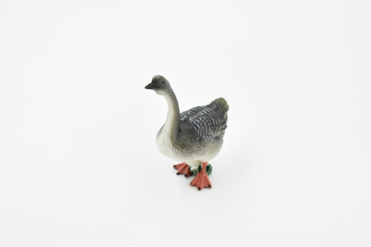 Goose, Grey Goose, Chinese, Hand Painted, Museum Quality, Educational, Hand Painted, Rubber Bird, Realistic Toy Figure, Diorama Model, Kids, 2 1/2 Inches. 