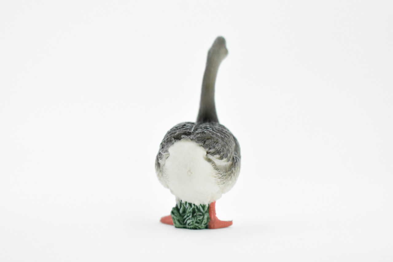 Goose, Grey Goose, Chinese, Hand Painted, Museum Quality, Educational, Hand Painted, Rubber Bird, Realistic Toy Figure, Diorama Model, Kids, 2 1/2 Inches. 