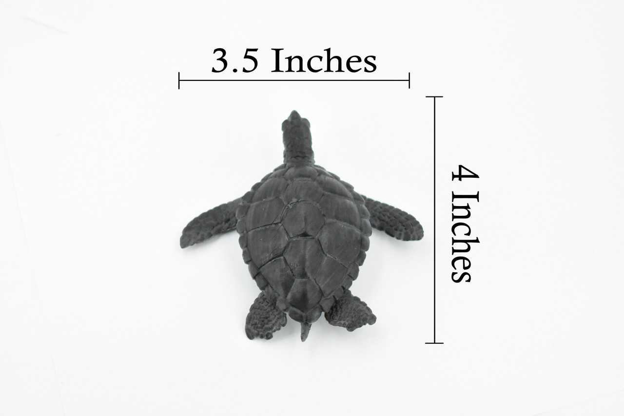 Turtle, Dark Green Sea Turtle, Museum Quality, Hand Painted, Rubber  Reptile, Realistic Toy Figure, Model, Replica, Kids, Educational, Gift,    4"     CH250 BB123