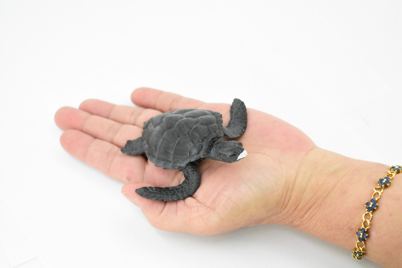 Turtle, Dark Green Sea Turtle, Museum Quality, Hand Painted, Rubber  Reptile, Realistic Toy Figure, Model, Replica, Kids, Educational, Gift,    4"     CH250 BB123