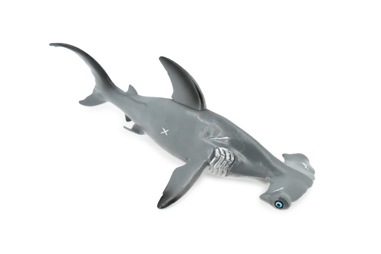 Giant Hammerhead with Battle Scars, Museum Quality, Educational, Rubber Fish, Hand Painted, Realistic Toy Figure, Diorama Model, Kids, 12 Inches.