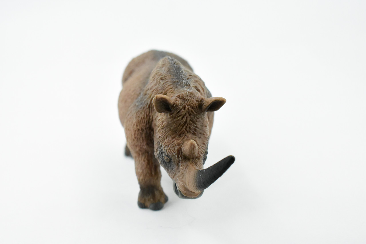 Woolly Rhino, Prehistoric Mammal, Museum Quality, Rubber Animal, Hand Painted, Realistic Toy Figure, Diorama Model, Kids, Educational, 6 1/2 Inches.