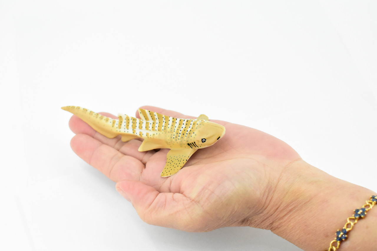 Zebra Shark, Carpet shark, Museum Quality, Educational, Hand Painted, Rubber Fish, Realistic Toy Figure, Diorama Model, Replica, Kids, 3 1/2 Inches. 