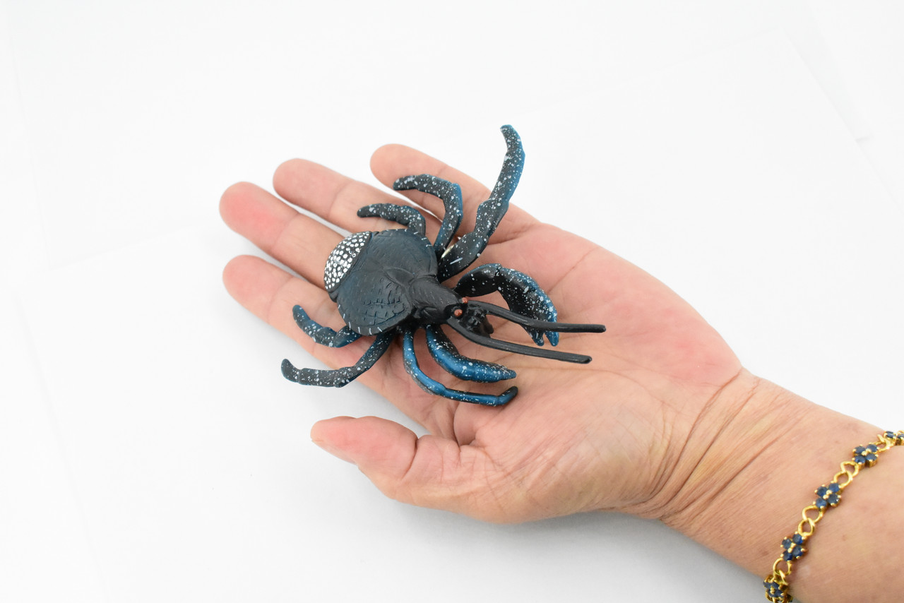 Crab, Coconut Crab, Blue, Museum Quality, Hand Painted, Rubber Crustaceans, Realistic Toy Figure, Model, Replica, Kids, Educational, Gift,       4"     CH304 BB129