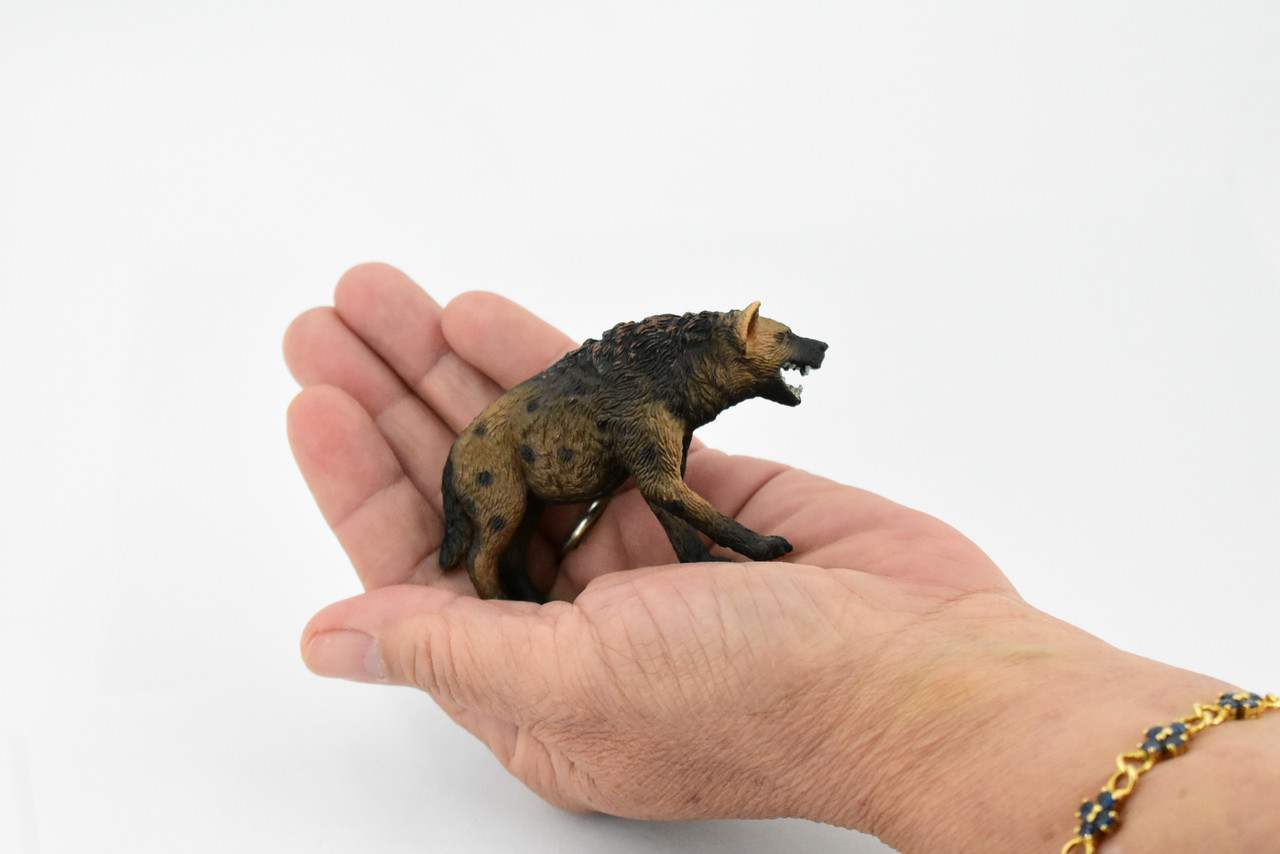 Spotted Hyena, Crocuta crocuta, Museum Quality, Hand Painted, Educational, Rubber Animal, Realistic Toy Figure, Diorama Model, Kids,  3 1/2 Inches.