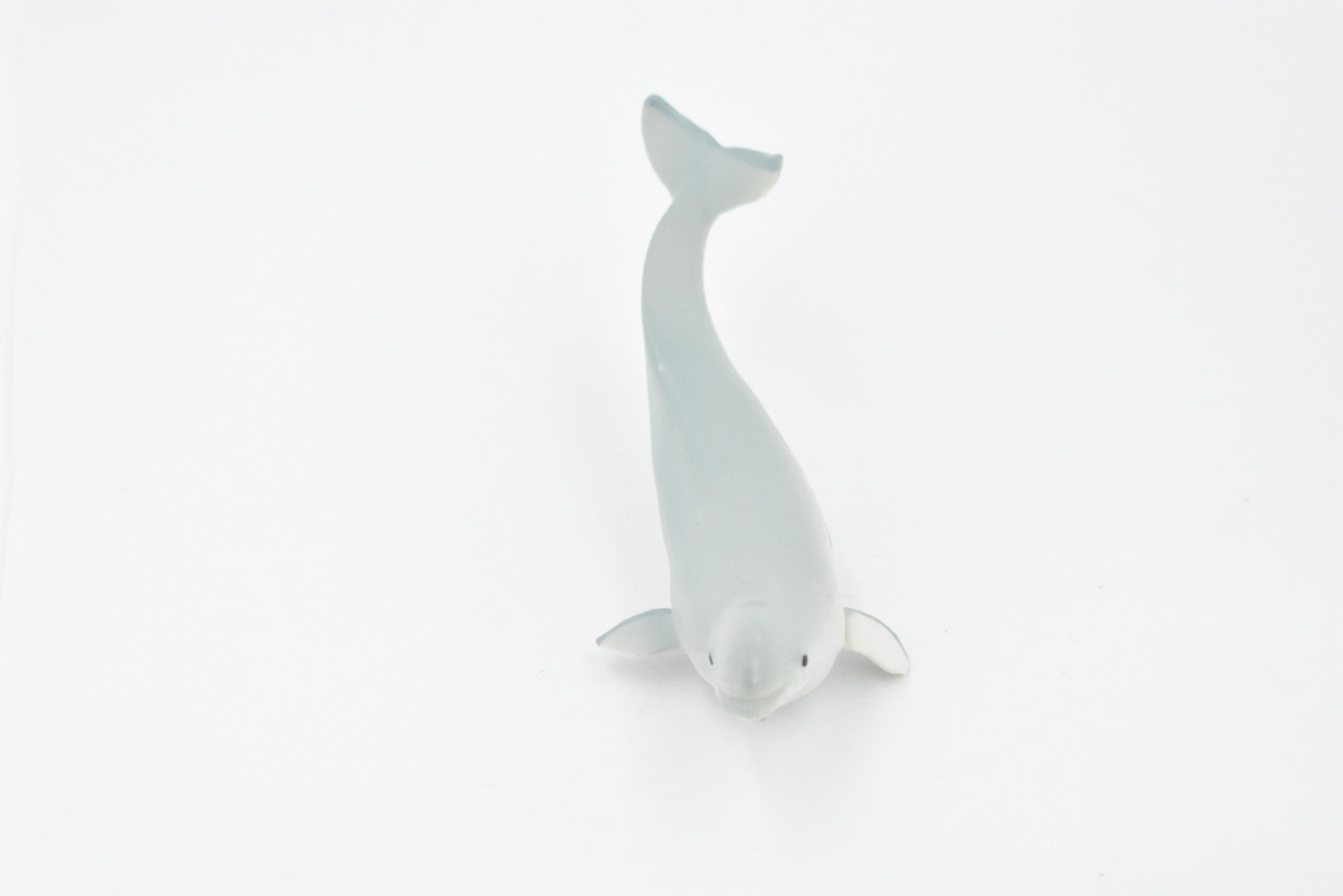 Beluga Baby Whale, White Whale, Calf, Museum Quality, Rubber, Hand Painted, Realistic Toy Figure, Model, Replica, Kids, Educational,  5 Inches.