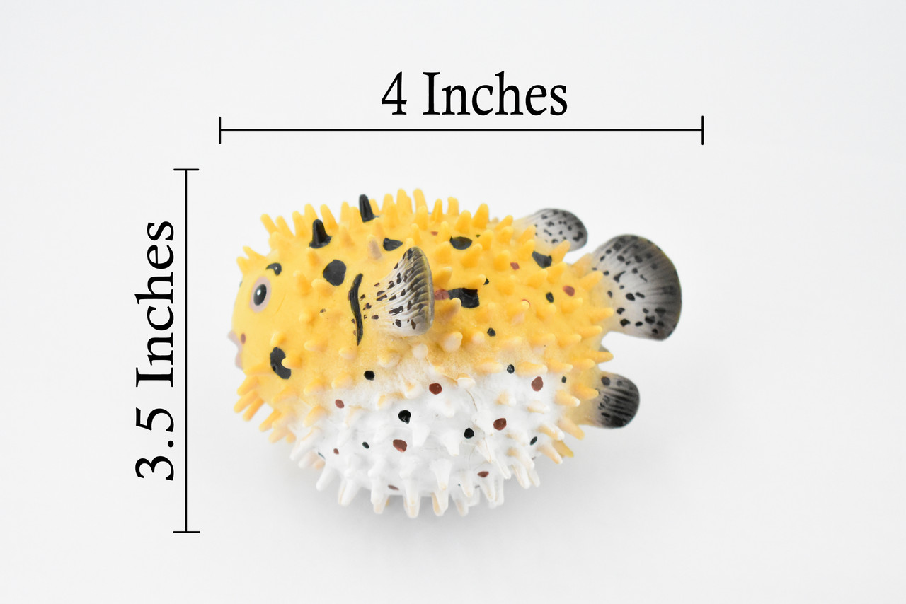 Fish, Puffer, Porcupinefish, “Puffers,” Museum Quality, Hand Painted, Rubber Fish, Realistic Toy Figure, Model, Replica, Kids, Educational, Gift,       4"      CH354 BB136