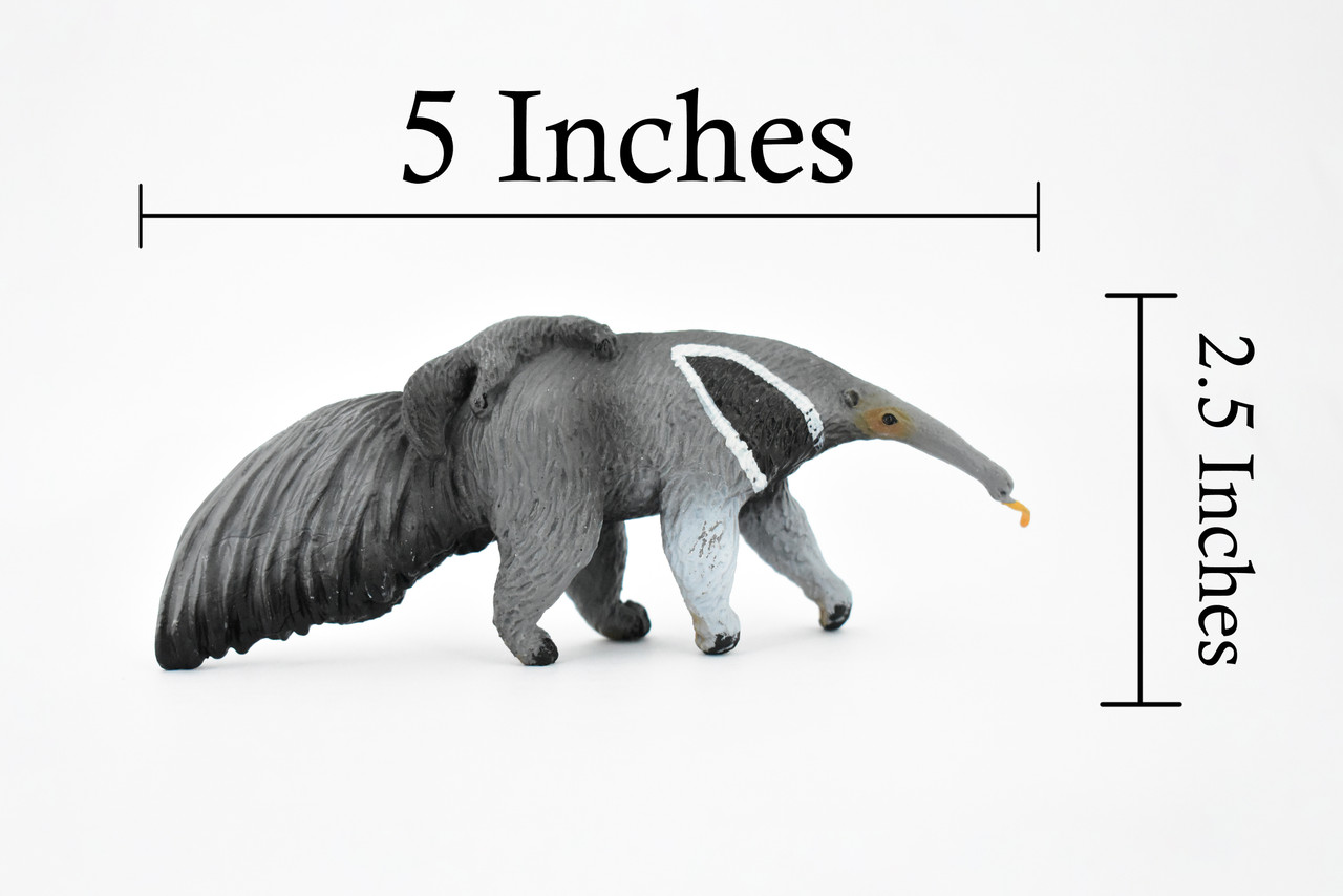 Anteater, Giant Anteaters with Baby, Hand Painted, Rubber Animal, Realistic Toy Figure, Model, Replica, Kids, Educational, Gift,     5"      CH359 BB137