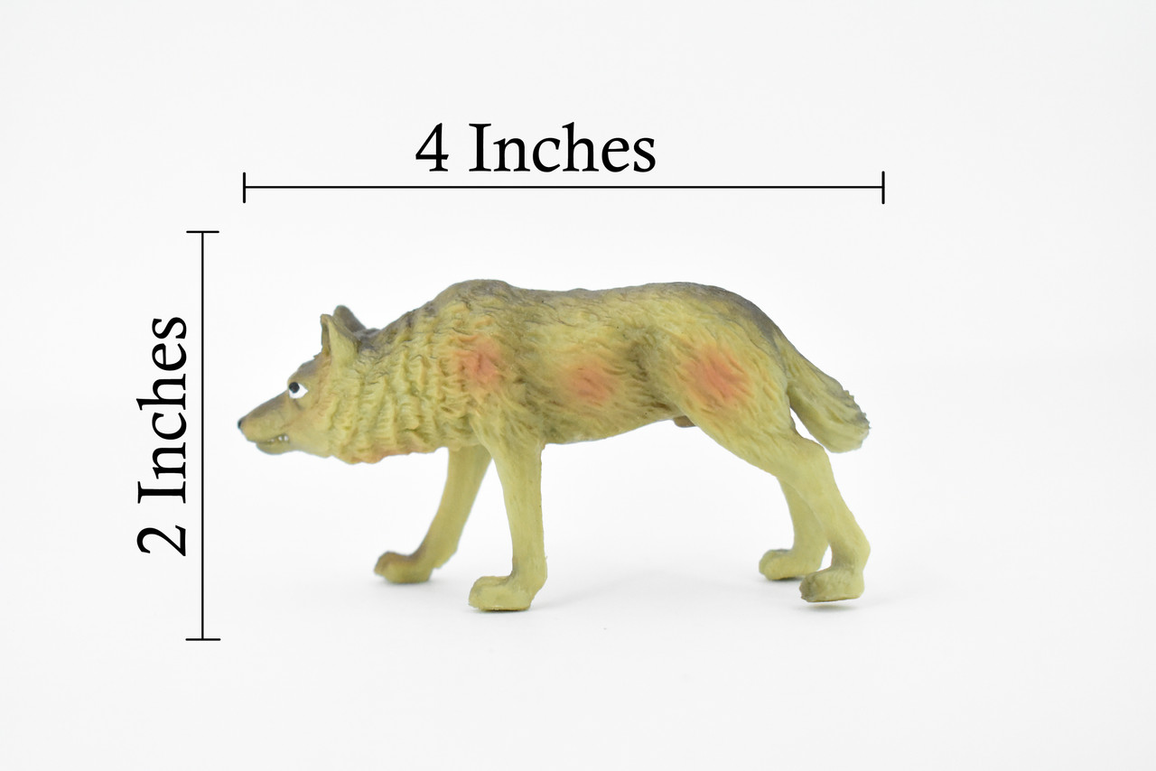 Wolf, Brown Timber Wolf, Museum Quality, Hand Painted, Rubber Animal, Educational, Realistic, Figure, Lifelike Figurine, Replica, Gift,      4"     CH370 BB139