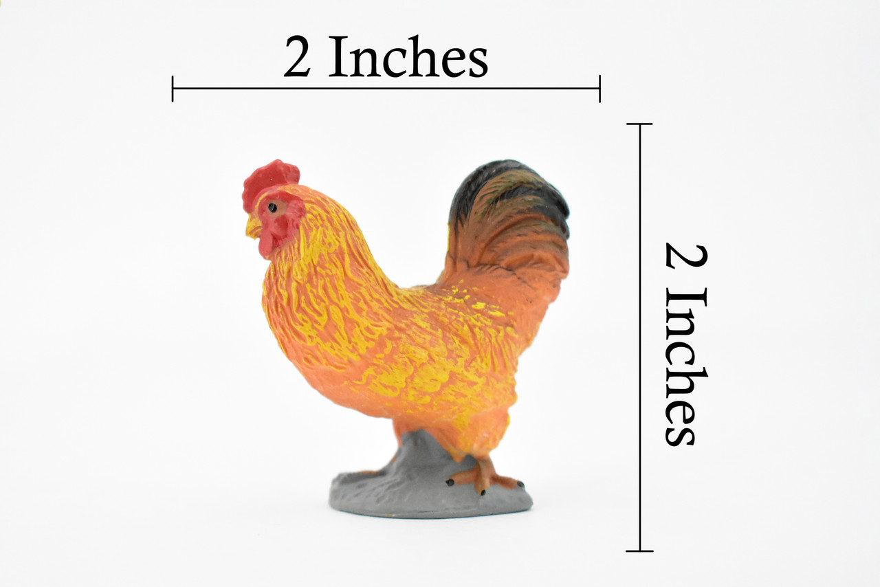 Bird, Rooster, Cock, Chicken, Museum Quality, Hand Painted, Rubber, Realistic Toy Figure, Model, Replica, Kids, Educational, Gift,       2"     CH389 BB144