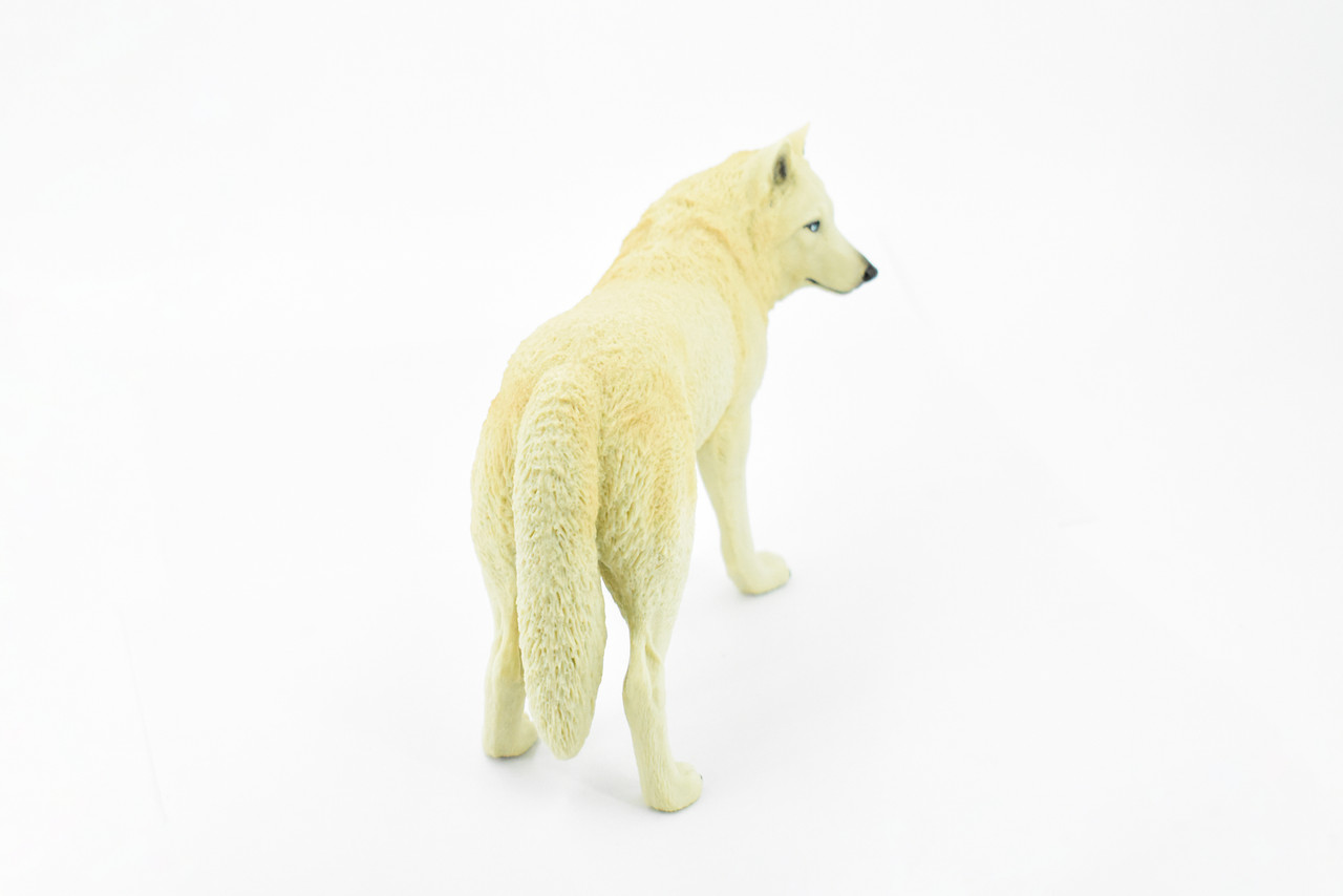 White Wolf, Arctic Timber Wolf, Museum Quality, Hand Painted, Rubber Animal, Educational, Realistic, Figure, Lifelike Figurine, Replica, Gift,      7"     CH390 BB145